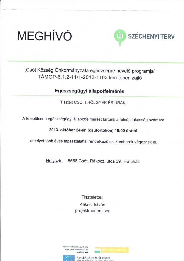 meghívó egészségügyi állapotfelmérés